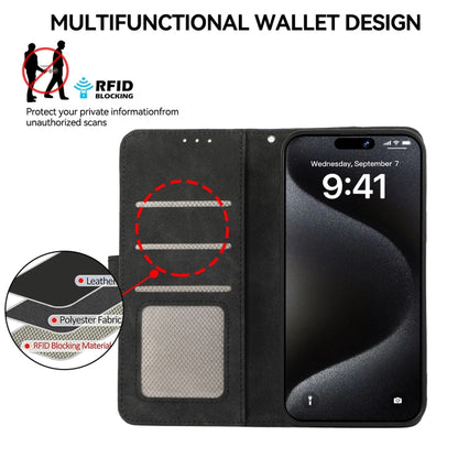 For Samsung Galaxy S25 Ultra 5G ABEEL Color Block Magnetic RFID Leather Phone Case(Black-Green) by buy2fix