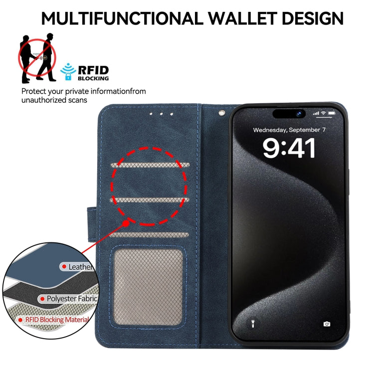 For Samsung Galaxy S25 Ultra 5G ABEEL Color Block Magnetic RFID Leather Phone Case(Blue-Brown) by buy2fix