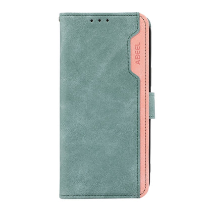 For Samsung Galaxy S25 Ultra 5G ABEEL Color Block Magnetic RFID Leather Phone Case(Cyan-Pink) by buy2fix
