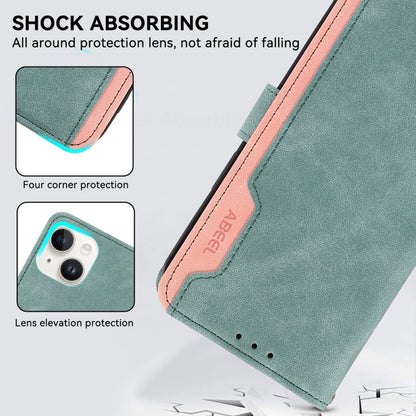 For Samsung Galaxy S25 Ultra 5G ABEEL Color Block Magnetic RFID Leather Phone Case(Cyan-Pink) by buy2fix