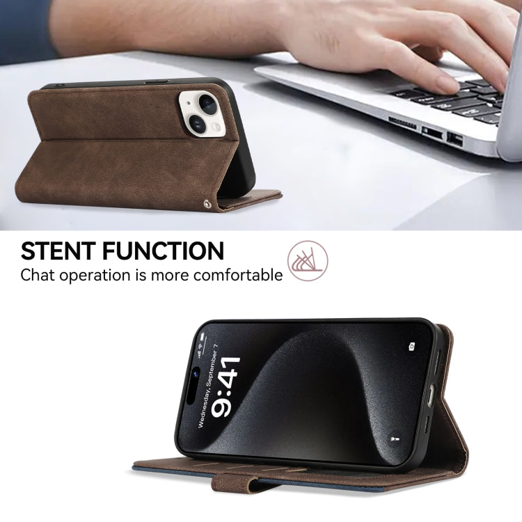 For Samsung Galaxy S25 Ultra 5G ABEEL Color Block Magnetic RFID Leather Phone Case(Brown-Blue) by buy2fix