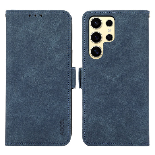 For Samsung Galaxy S25 Ultra 5G ABEEL Frosted Magnetic RFID Leather Phone Case(Blue)