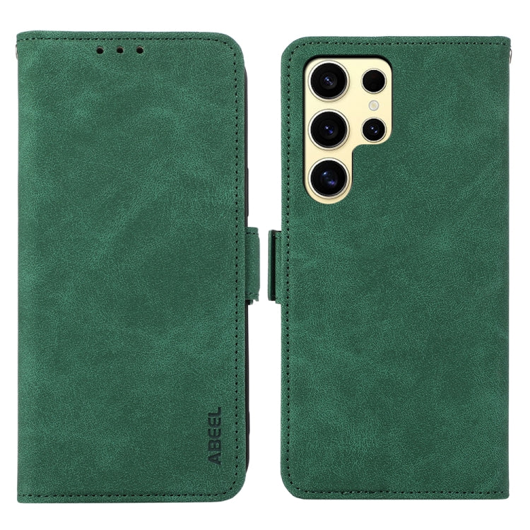 For Samsung Galaxy S25 Ultra 5G ABEEL Frosted Magnetic RFID Leather Phone Case(Green) by buy2fix