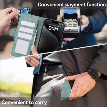 For Samsung Galaxy S25 Ultra 5G ABEEL Frosted Magnetic RFID Leather Phone Case(Cyan) by buy2fix