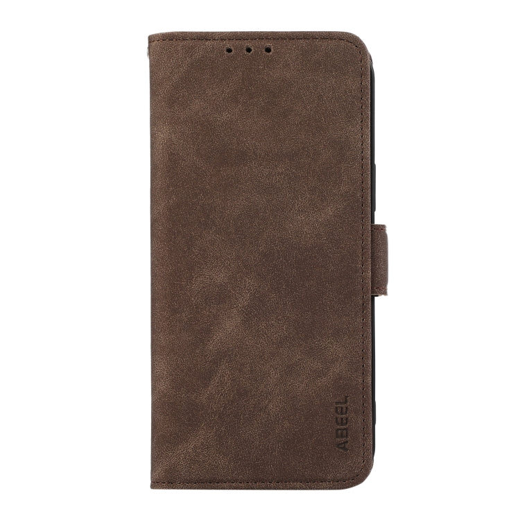 For Samsung Galaxy S25 Ultra 5G ABEEL Frosted Magnetic RFID Leather Phone Case(Brown) by buy2fix