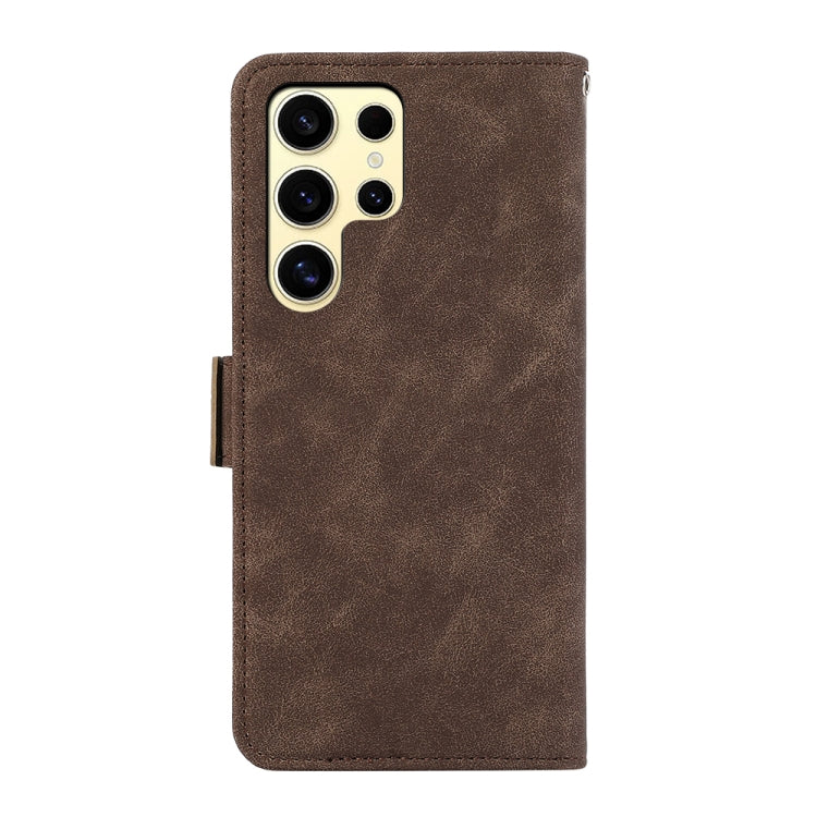 For Samsung Galaxy S25 Ultra 5G ABEEL Frosted Magnetic RFID Leather Phone Case(Brown) by buy2fix