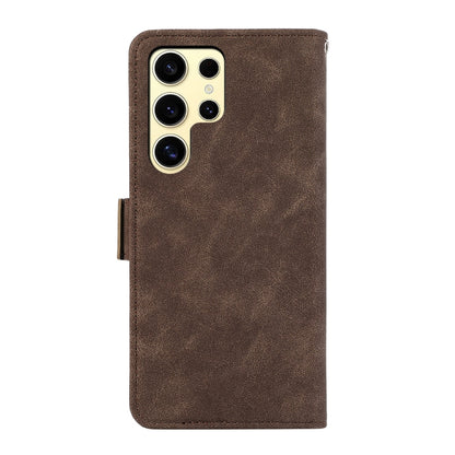 For Samsung Galaxy S25 Ultra 5G ABEEL Frosted Magnetic RFID Leather Phone Case(Brown) by buy2fix