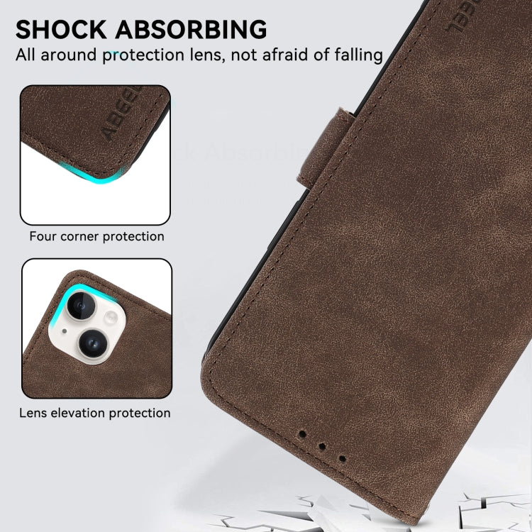 For Samsung Galaxy S25 Ultra 5G ABEEL Frosted Magnetic RFID Leather Phone Case(Brown) by buy2fix