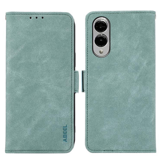 For Samsung Galaxy S25 Edge 5G ABEEL Frosted Magnetic RFID Leather Phone Case(Cyan)