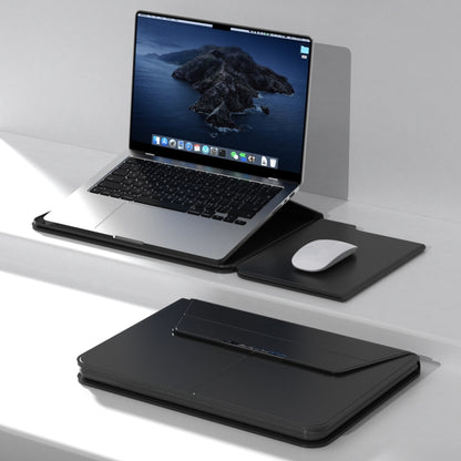 Multifunctional Laptop PU Magnetic Stand Split Liner Bag with Mouse Pad Function, Size:13-14 inch(Black) by buy2fix