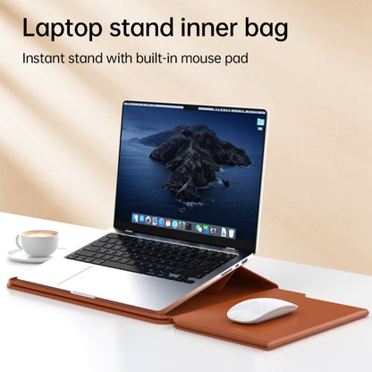 Multifunctional Laptop PU Magnetic Stand Split Liner Bag with Mouse Pad Function, Size:13-14 inch(Rose Gold) by buy2fix