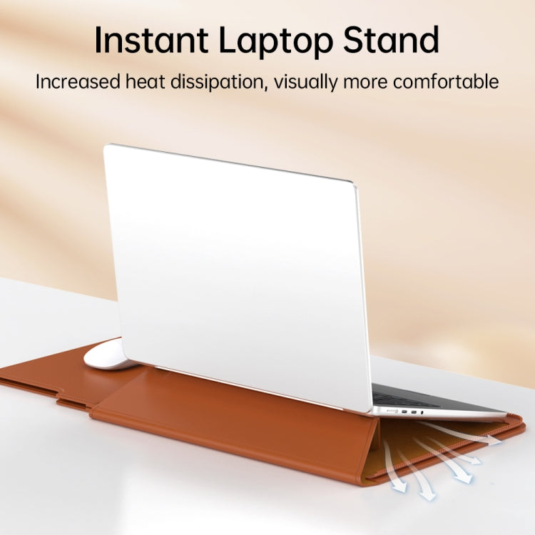Multifunctional Laptop PU Magnetic Stand Split Liner Bag with Mouse Pad Function, Size:13-14 inch(Rose Gold) by buy2fix
