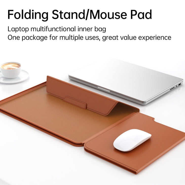 Multifunctional Laptop PU Magnetic Stand Split Liner Bag with Mouse Pad Function, Size:13-14 inch(Rose Gold) by buy2fix