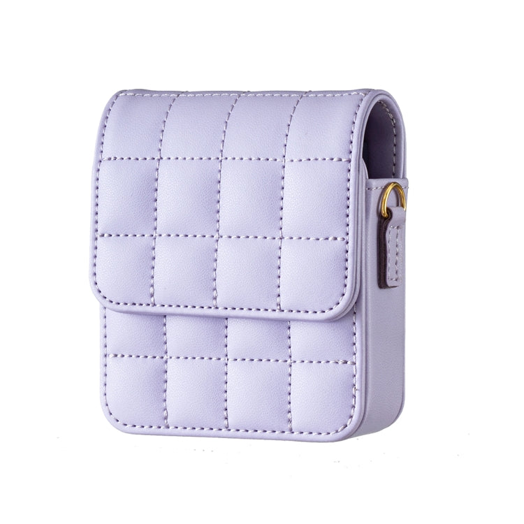 For Samsung Galaxy Z Flip6 BFB04 Plaid Crossbody Fold Phone Bag(Purple) -  by buy2fix | Online Shopping UK | buy2fix