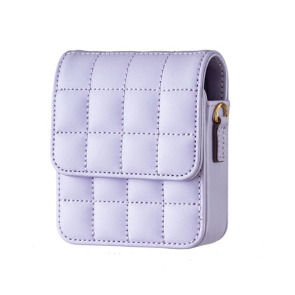 For Samsung Galaxy Z Flip6 BFB04 Plaid Crossbody Fold Phone Bag(Purple) -  by buy2fix | Online Shopping UK | buy2fix