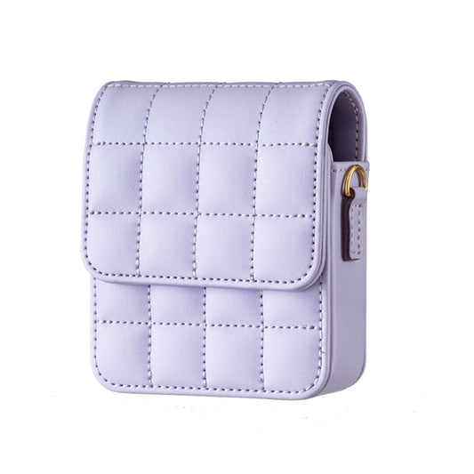 For Samsung Galaxy Z Flip6 BFB04 Plaid Crossbody Fold Phone Bag(Purple) -  by buy2fix | Online Shopping UK | buy2fix