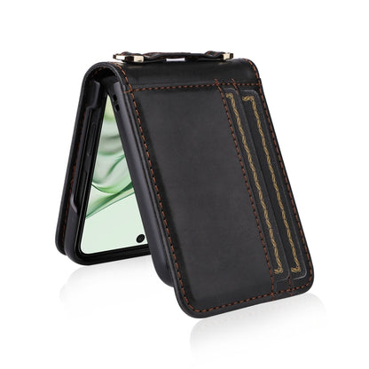 For Motorola Razr 50 Ultra Crossbody Card Bag PU Folding Phone Case(Black) by buy2fix