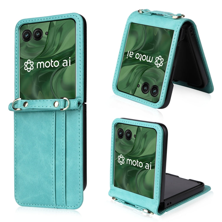 For Motorola Razr 50 Ultra Crossbody Card Bag PU Folding Phone Case(Green) by buy2fix