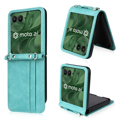 For Motorola Razr 50 Ultra Crossbody Card Bag PU Folding Phone Case(Green) by buy2fix