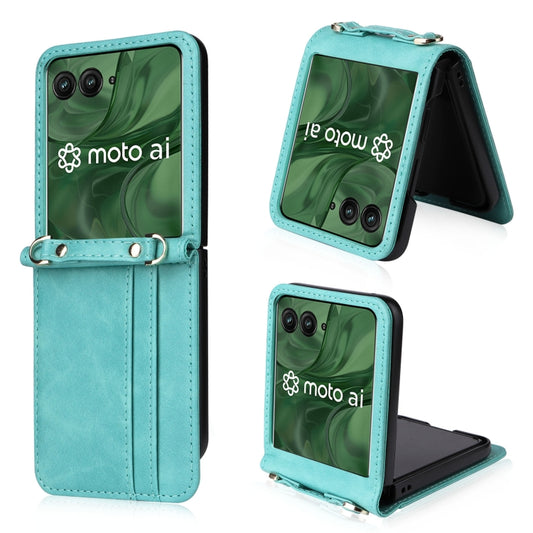 For Motorola Razr 50 Ultra Crossbody Card Bag PU Folding Phone Case(Green) by buy2fix
