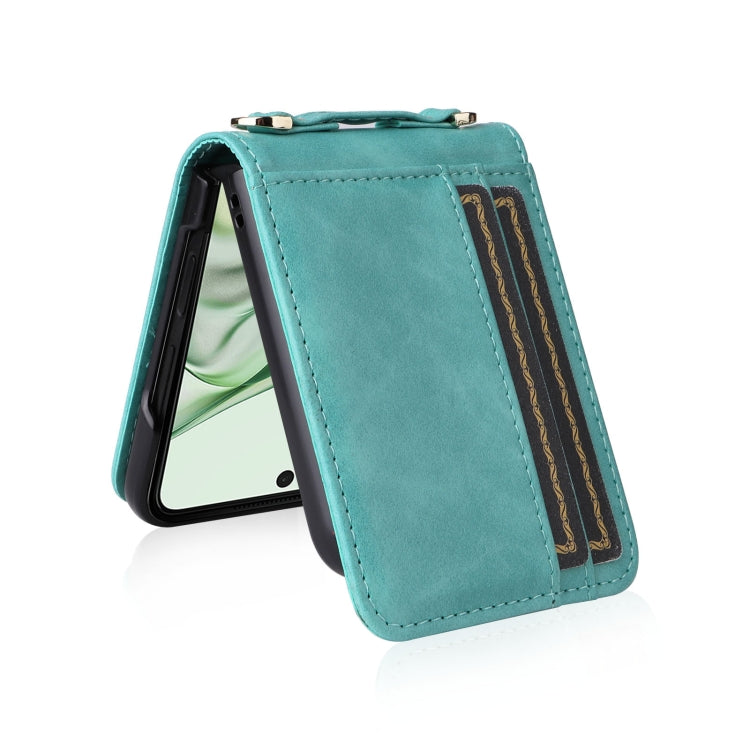 For Motorola Razr 50 Ultra Crossbody Card Bag PU Folding Phone Case(Green) by buy2fix