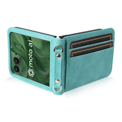 For Motorola Razr 50 Ultra Crossbody Card Bag PU Folding Phone Case(Green) by buy2fix