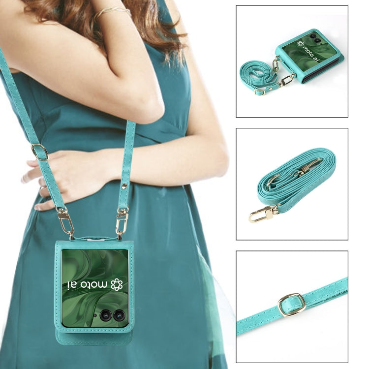 For Motorola Razr 50 Ultra Crossbody Card Bag PU Folding Phone Case(Green) by buy2fix