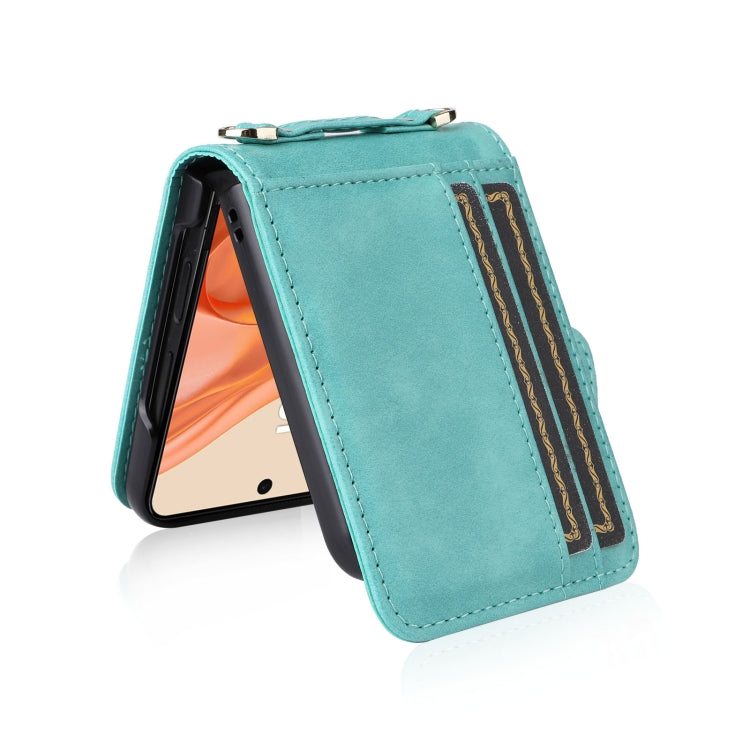 For Motorola Razr 50 Crossbody Card Bag PU Folding Phone Case(Green) by buy2fix