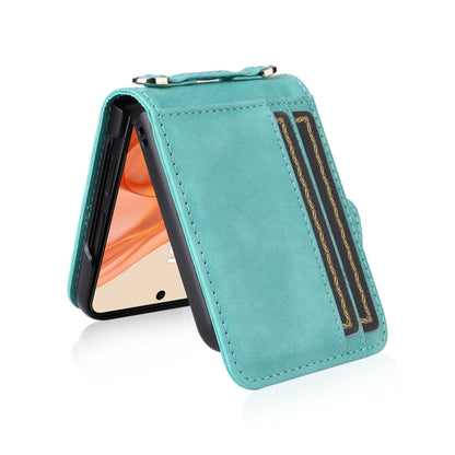 For Motorola Razr 50 Crossbody Card Bag PU Folding Phone Case(Green) by buy2fix