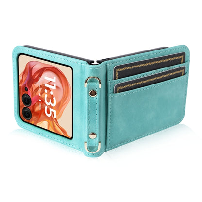 For Motorola Razr 50 Crossbody Card Bag PU Folding Phone Case(Green) by buy2fix