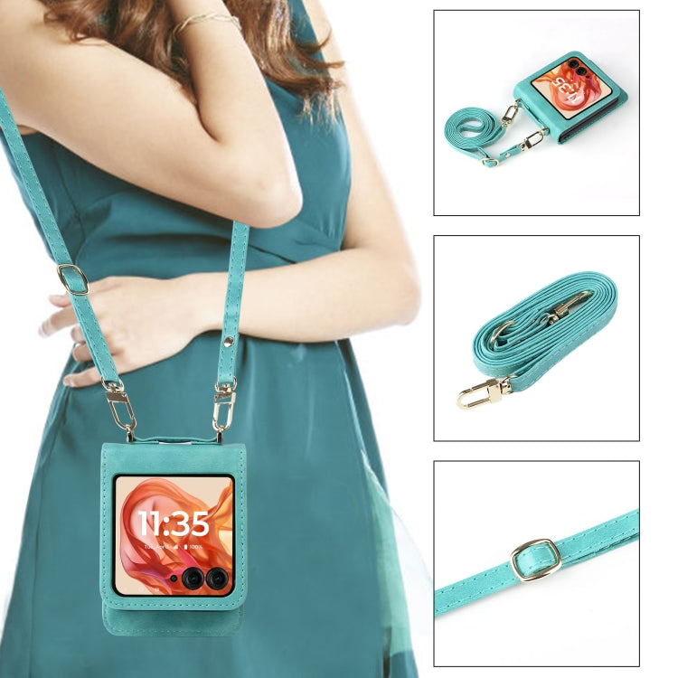 For Motorola Razr 50 Crossbody Card Bag PU Folding Phone Case(Green) by buy2fix