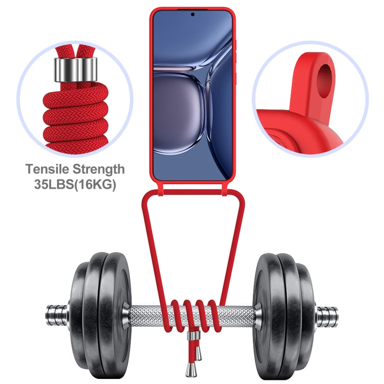 For Samsung Galaxy S25+ 5G Integrated Card Bag Solid Color Liquid Silicone Phone Case with Lanyard(Red) by buy2fix