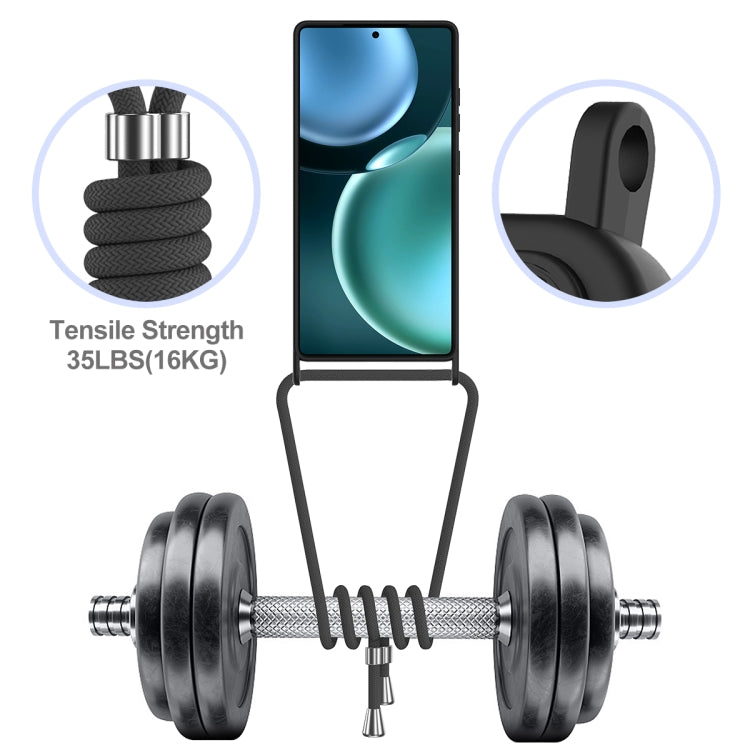 For Samsung Galaxy S25 Ultra 5G Integrated Card Bag Solid Color Liquid Silicone Phone Case with Lanyard(Black) by buy2fix