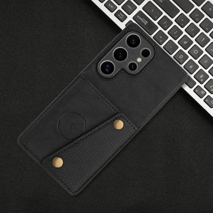 For Samsung Galaxy S25 Ultra 5G Double Buckle Card Slots Magnetic Phone Case(Black) by buy2fix
