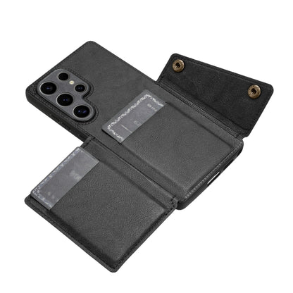 For Samsung Galaxy S25 Ultra 5G Double Buckle Card Slots Magnetic Phone Case(Black) by buy2fix