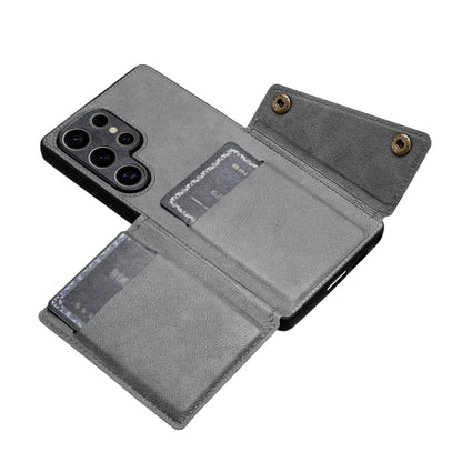 For Samsung Galaxy S25 Ultra 5G Double Buckle Card Slots Magnetic Phone Case(Grey) by buy2fix