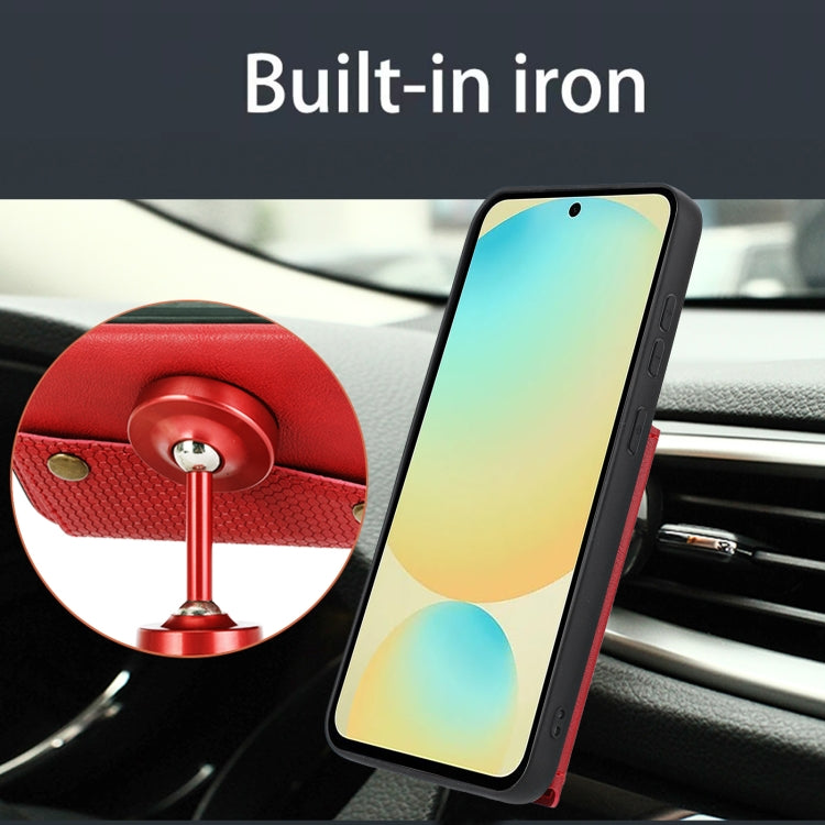 For Samsung Galaxy S25 Ultra 5G Double Buckle Card Slots Magnetic Phone Case(Red) by buy2fix