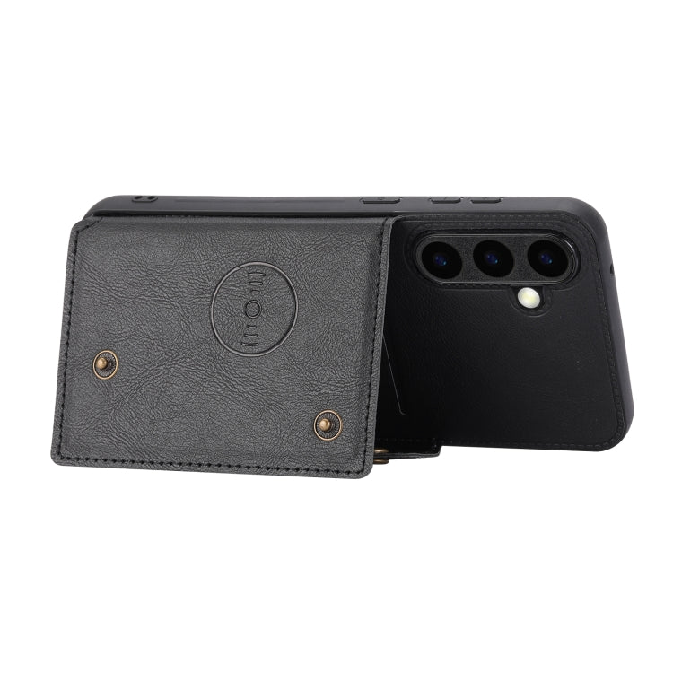 For Samsung Galaxy S25+ 5G Double Buckle Card Slots Magnetic Phone Case(Black) by buy2fix