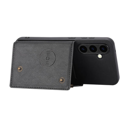 For Samsung Galaxy S25+ 5G Double Buckle Card Slots Magnetic Phone Case(Black) by buy2fix