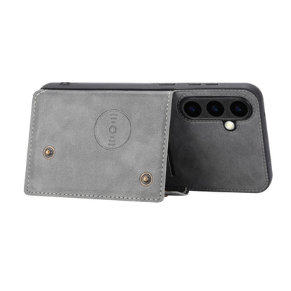 For Samsung Galaxy S25+ 5G Double Buckle Card Slots Magnetic Phone Case(Grey) by buy2fix