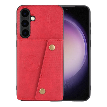 For Samsung Galaxy S25+ 5G Double Buckle Card Slots Magnetic Phone Case(Red) by buy2fix