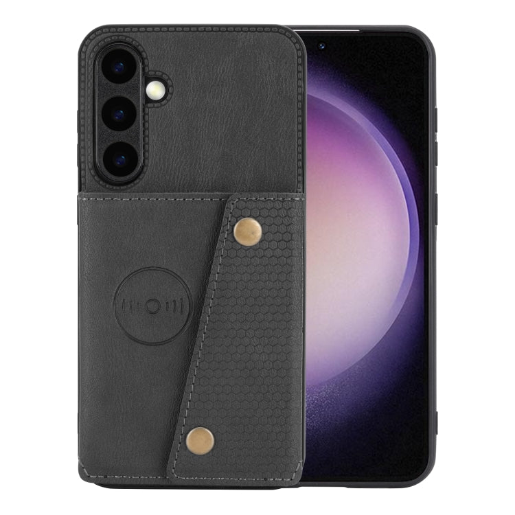 For Samsung Galaxy S25 5G Double Buckle Card Slots Magnetic Phone Case(Black) by buy2fix