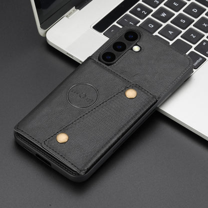 For Samsung Galaxy S25 5G Double Buckle Card Slots Magnetic Phone Case(Black) by buy2fix