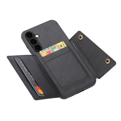 For Samsung Galaxy S25 5G Double Buckle Card Slots Magnetic Phone Case(Black) by buy2fix