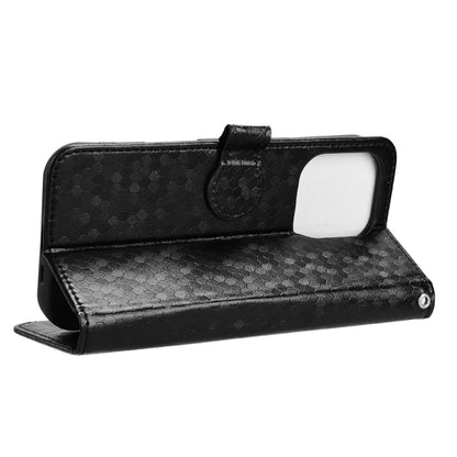 For iPhone 16 Pro Max Honeycomb Dot Texture Leather Phone Case(Black) by buy2fix