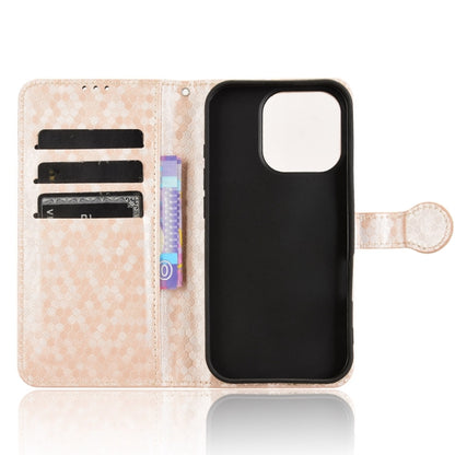 For iPhone 16 Pro Honeycomb Dot Texture Leather Phone Case(Gold) by buy2fix