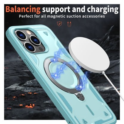 For iPhone 15 Pro PC Hybrid TPU Armor MagSafe Ring Holder Phone Case(Light Blue) - iPhone 15 Pro Cases by buy2fix | Online Shopping UK | buy2fix