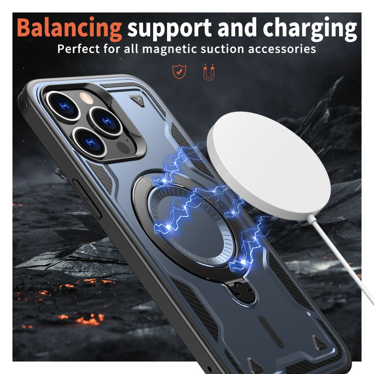 For iPhone 15 Pro PC Hybrid TPU Armor MagSafe Ring Holder Phone Case(Blue) - iPhone 15 Pro Cases by buy2fix | Online Shopping UK | buy2fix