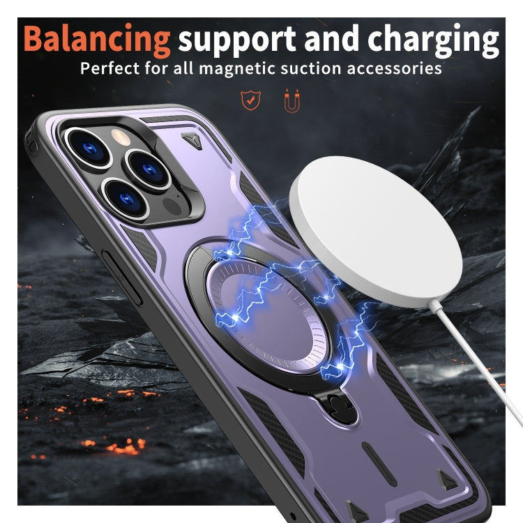For iPhone 15 Pro PC Hybrid TPU Armor MagSafe Ring Holder Phone Case(Purple) - iPhone 15 Pro Cases by buy2fix | Online Shopping UK | buy2fix