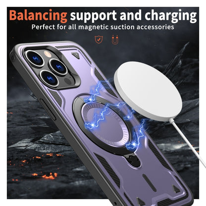 For iPhone 15 Pro PC Hybrid TPU Armor MagSafe Ring Holder Phone Case(Purple) - iPhone 15 Pro Cases by buy2fix | Online Shopping UK | buy2fix